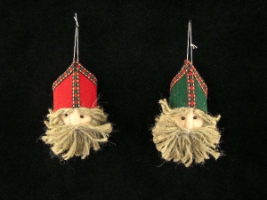 Old World Santa Head Ornaments, red/green (lot of 12)