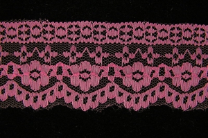 2.125 inch Flat Lace, pink (50 yards) MADE IN USA