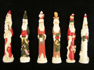 Resin "Pencil" Santas, set of 6