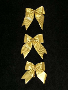 Gold Lame Bows, 3 inch (Lot of 6 Packages, 3 Bows Per Package) SALE ITEM