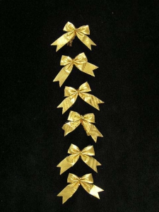 Gold Lame Bows, 1.5 inch (Lot of 6 Packages, 6 Bows Per Package) SALE ITEM