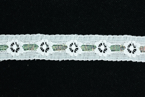1 Inch Flat Lace, White - Iridescent (159 yards) MADE IN USA