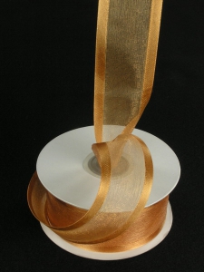 Organza Ribbon With Satin Edge , Gold, 3/8 Inch x 25 Yards (1 Spool) SALE ITEM