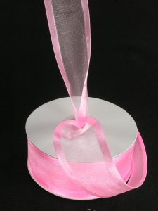 Organza Ribbon With Satin Edge , Pink, 5/8 Inch x 25 Yards (1 Spool) SALE ITEM