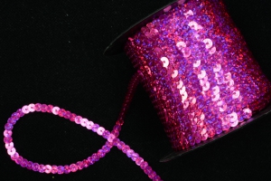 Sequin Trim On String, Shocking Pink Spotlight, 6MM x 100 Yards (1 Spool) SALE ITEM
