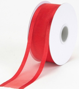 Organza Ribbon With Satin Edge , Red, 5/8 Inch x 25 Yards (1 Spool) SALE ITEM