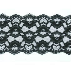 5.25 Inch Flat Double Scalloped Edge Galloon Lace, Black (57 YARDS - FULL SPOOL)