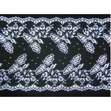 11.625 Inch Flat Double Scalloped Edge Galloon Lace, Black - Silver (154 YARDS - FULL SPOOL)