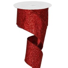 1.5 Inch Red Metallic Glittered Wired Christmas Ribbon, 2.5 Inch x 10 Yards (Lot of 1 Spool) SALE ITEM