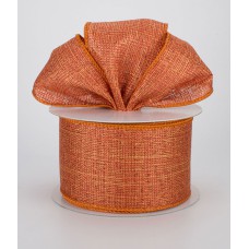 2.5 Inch Copper Orange Metallic Wired Canvas Ribbon, 2.5 Inch x 10 Yards (Lot of 1 Spool) SALE ITEM