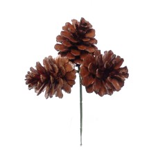 1.5" Natural Lacquered Pine Cone Pick x 3 (Lot of 1 Bag - 12 Picks Per Bag) SALE ITEM