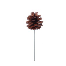 2.5" Natural Lacquered Pine Cone Pick (Lot of 1 Bag - 12 Picks Per Bag) SALE ITEM