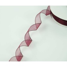 Wine (Maroon) Organza Corsage Ribbon W/ Wine Metallic Edges and thin stripes 5/8 Inch x 25 Yards (1 Spool) SALE ITEM