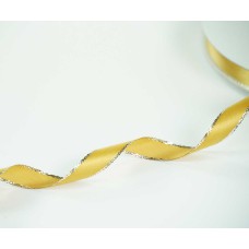 Double Face Satin Ribbon With Silver Edge, Old Gold, 3/8 Inch x 50 Yards (1 Spool) SALE ITEM