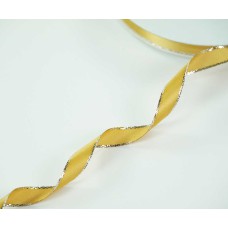 Double Face Satin Ribbon With Silver Edge, Gold, 3/8 Inch x 50 Yards (1 Spool) SALE ITEM