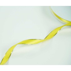Double Face Satin Ribbon With Silver Edge, Yellow, 3/8 Inch x 50 Yards (1 Spool) SALE ITEM