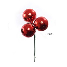 40MM Red (Shiny) Plastic Ball Pick x3 (Lot of 1 Box - 2 Dz. Per Box) SALE ITEM
