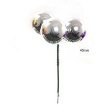40MM Silver (Shiny) Plastic Ball Pick x3 (Lot of 1 Box - 2 Dz. Per Box) SALE ITEM