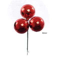 50MM Red (Shiny) Plastic Ball Pick x3 (Lot of 1 Box - 2 Dz.) SALE ITEM