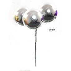 50MM Silver (Shiny) Plastic Ball Pick x3 (Lot of 1 Box - 2 Dz.) SALE ITEM