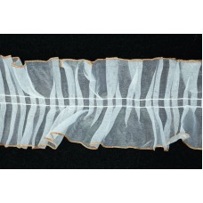 3 Inch White and Dark Brown Gathered Ribbon (25 Yards) SALE ITEM