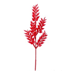 13" Artificial Plastic Ruscus Fern Pick x 5 - Red (lot of 12) SALE ITEM