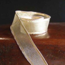 0.625 Inch Gold Wired Christmas Ribbon w/Gold Edges - Sheer Gold w/ Gold Metallic Edge, 5/8 Inch x 25 Yards (Lot of 1 Spool) SALE ITEM