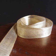 0.625 Inch Gold Wired Christmas Ribbon w/ Gold Edges - Sheer Gold, 5/8 Inch x 25 Yards (Lot of 1 Spool) SALE ITEM