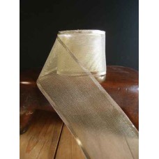 2.5 Inch Gold Wired Christmas Ribbon w/ Gold Edges - Sheer Gold, 2.5 Inch x 25 Yards (Lot of 1 Spool) SALE ITEM