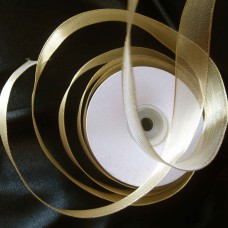 1 Inch Gold Wired Christmas Ribbon w/ Gold Edges - Sheer Gold, 1 Inch x 25 Yards (Lot of 1 Spool) SALE ITEM