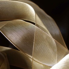 1 Inch Gold Wired Christmas Ribbon w/ Gold Edges - Sheer Gold, 1.5 Inch x 25 Yards (Lot of 1 Spool) SALE ITEM