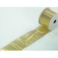 2.5 Inch Gold Wired Christmas Ribbon w/ Gold Edges - Solid Shiny Gold, 2.5 inch x 10 Yards (Lot Of 1 Spool) SALE ITEM