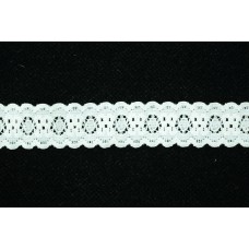 0.875 inch Elastic Flat Lace, White (1.1 lbs) MADE IN USA