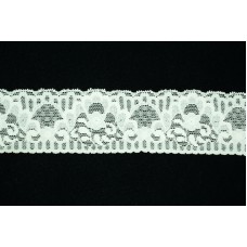 2 inch Elastic Flat Lace, Ivory (5.2 lbs) MADE IN USA