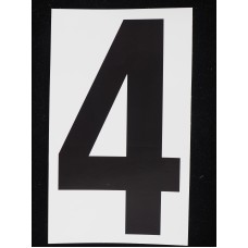 Number "4" - 5 Inch Sticker Decal Vinyl Adhesive Address Numbers Black & White (lot of 1) SALE ITEM MADE IN USA