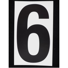 Number "6" - 5 Inch Sticker Decal Vinyl Adhesive Address Numbers Black & White (lot of 1) SALE ITEM MADE IN USA