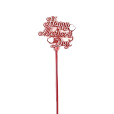 Happy Mother's Day Decoration, Sign, Pick, Cake Topper - Red (Lot of 12) SALE ITEM