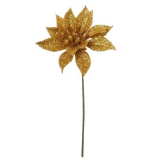 4 Inch Gold Glittered Poinsettia Pick (lot of 12) SALE ITEM