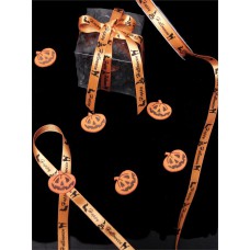 Orange/Black Happy Halloween Satin, 3/8 x 25 yds., (1 spool) Sale Item