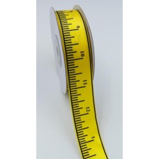 Satin Printed Ribbon Yellow/Black with Measurement Tape 5/8 x 25 yds., (1 spool) SALE ITEM