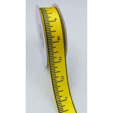 Printed Satin Ribbon Yellow/Black with Measurement Tape 7/8 x 25 yds., (1 spool) SALE ITEM