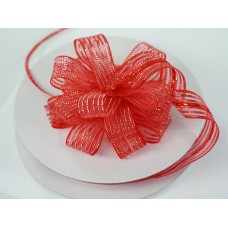 Pull Bow Ribbon, Red Silver, 5/8" x 25 Yards (1 Spool) SALE ITEM