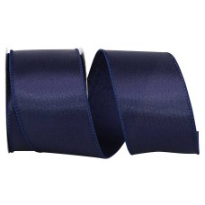 2.5 Inch Navy Satin Ribbon With Wired Edges, 10 Yard Spool (1 Spool) SALE ITEM