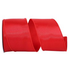 2.5 Inch Red Satin Ribbon With Wired Edges, 10 Yard Spool (1 Spool) SALE ITEM