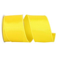 2.5 Inch Yellow Satin Ribbon With Yellow Wired Edges, 10 Yard Spool (1 Spool) SALE ITEM