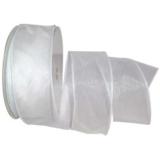 1.5 inch White Sheer Organza Wired Ribbon (50-yard spool) SALE ITEM