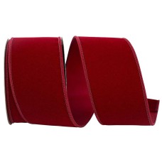 Scarlet Red Velvet Wired Ribbon, Satin Back, Embroidered Edges 2.5 inch (10 yards/spool) MADE IN USA - SALE ITEM