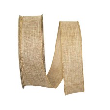 1.5 Inch Linen Life Wired Edge Ribbon - Natural Color (25 yards) SALE ITEM