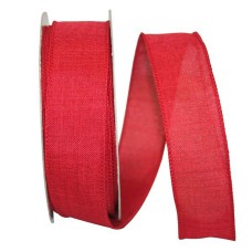 Linen Life Wired Edge Ribbon, Red, 1-1/2 Inch, (25 Yards) SALE ITEM