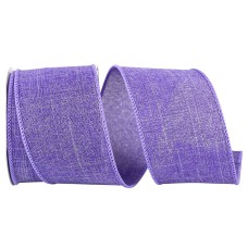 2.5 Inch Purple Linen Wired Edge Ribbon, Purple, 10 Yard Spool (1 Spool) SALE ITEM
